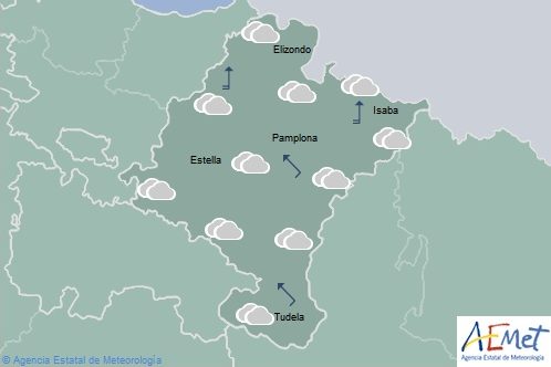 Nuboso o cubierto con posibilidad de precipitaciones en Navarra