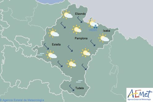 En Navarra intervalos de nubes con posibilidad de lluvias débiles y dispersas