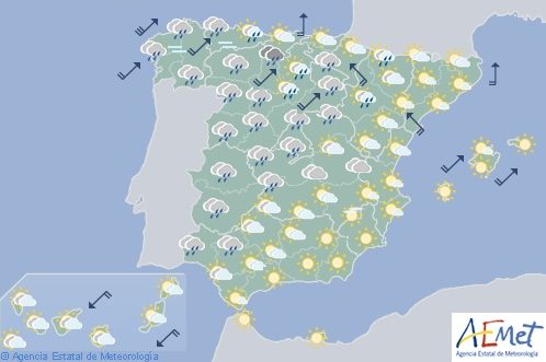 Hoy en España, precipitaciones en Galicia, Castilla y León y Extremadura