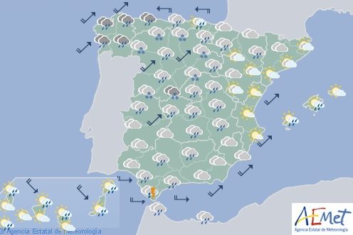 Hoy en España, cielo nuboso con precipitaciones intensas en Galicia y Andalucía
