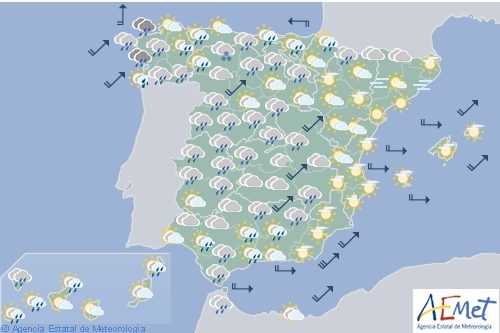 Hoy en España, precipitaciones fuertes en Galicia, área del Estrecho y Canarias