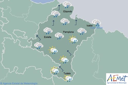 En Navarra lluvias débiles y chubascos ocasionales
