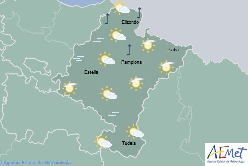 Intervalos nubosos en Navarra, temperaturas máximas con cambios ligeros