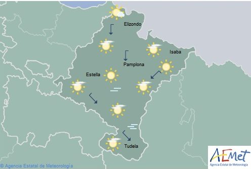 Intervalos de nubes en Navarra y temperaturas con pocos cambios