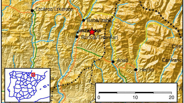 Registrado un terremoto de magnitud 2,7 con epicentro en Urzainqui