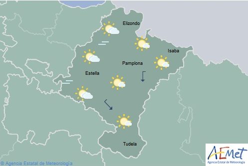 En Navarra temperaturas máximas en ascenso con intervalos de nubes