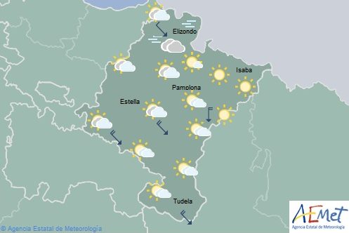 Intervalos nubosos en Navarra con temperaturas máximas en descenso