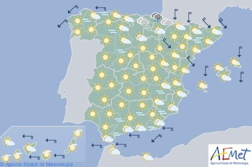 Hoy en España, aumento de la nubosidad y precipitaciones en el extremo norte peninsular