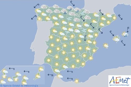 Hoy en España, temperaturas significativamente bajas en el interior y Mallorca