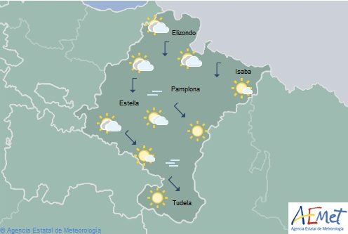 Poco nuboso en Navarra con temperaturas sin cambios