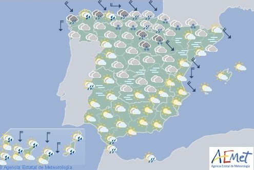 Hoy en España, temperaturas bajas en la mitad norte y lluvias fuertes en Canarias