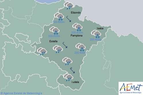 En Navarra precipitaciones generalizadas con nieve, temperaturas en descenso
