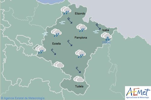 En Navarra precipitaciones generalizadas, cota de nieve y temperaturas en descenso