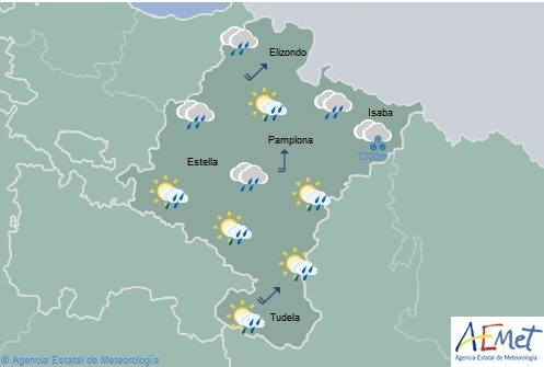 Precipitaciones generalizadas en Navarra y temperaturas con pocos cambios