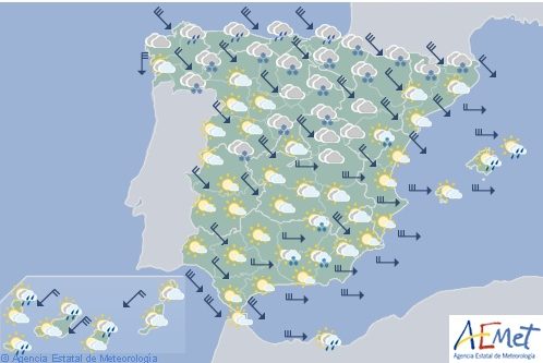 Hoy en España, viento fuerte en el norte y este, precipitaciones persistentes en el Cantábrico y Pirineos