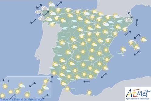 Hoy en España, viento fuerte en Galicia con temperaturas que descienden en el interior