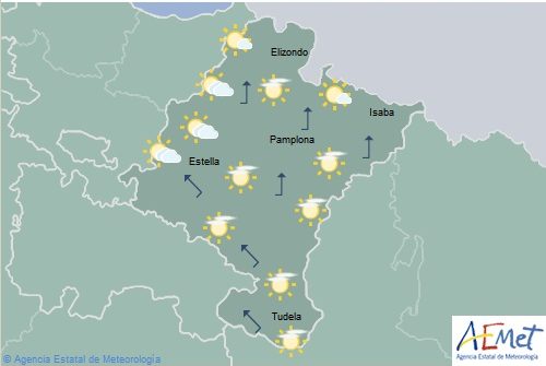 En Navarra poco nuboso o despejado con temperaturas en ascenso en el norte