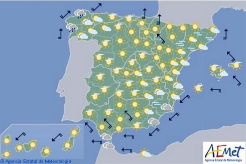Hoy en España, predomina el cielo despejado con lluvia persistente en Galicia