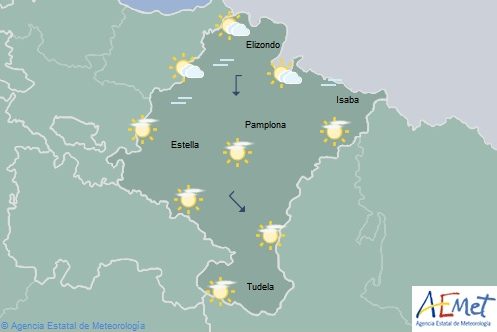 Intervalos de nubes altas en Navarra y temperaturas con ligeros cambios