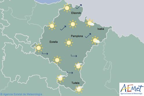 En Navarra poco nuboso o despejado con temperaturas en descenso