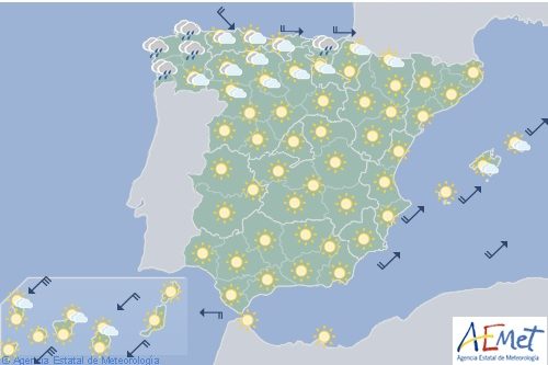 Hoy en España predominio de cielo poco nuboso y temperaturas en asecenso