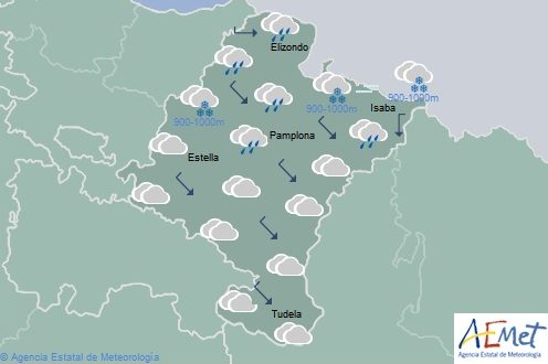 En Navarra temperaturas máximas en descenso notable, precipitaciones en el norte