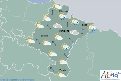 En Navarra cielo nuboso con temperaturas máximas en descenso