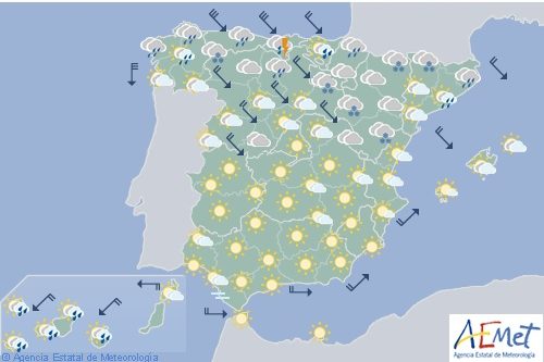Hoy en España descenso térmico en el norte, nevadas en la cordillera Cantábrica y Pirineos