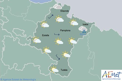 Cielo aumentando a nuboso en Navarra con temperaturas máximas en aumento