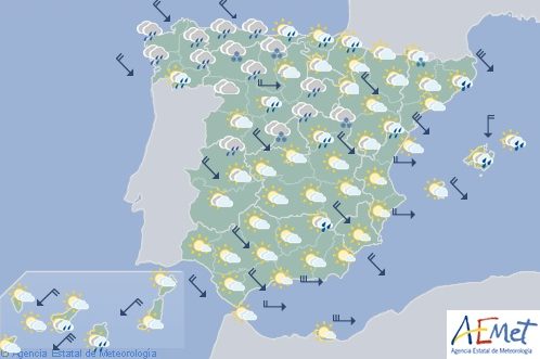 Hoy en España, posibilidad de chubasco fuertes en Baleares