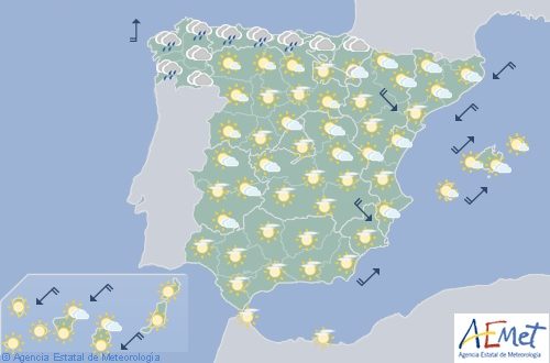 Hoy en España nuboso con precipitaciones dispersas en Galicia y Cantábrico occidental
