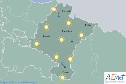 Poco nuboso o despejado en Navarra, temperaturas máximas en aumento