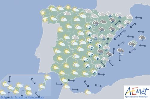 Hoy en España, precipitaciones en Cataluña y Valencia y viento fuerte en el área mediterránea