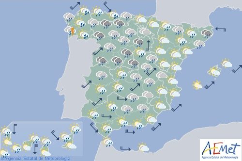 Hoy en España, intervalos de viento fuerte en el sudeste, lluvias en la vertiente atlántica y cantábrica