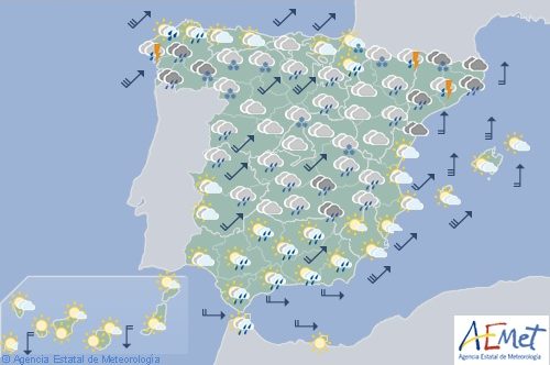 Hoy en España, nieve entre 1000-1300 en el noroeste, viento fuerte en el extremo norte