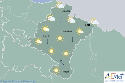 En Navarra cielo tendiendo a poco nuboso o despejado con temperaturas en ascenso