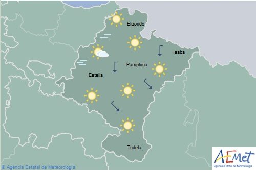 Poco nuboso o despejado en Navarra, temperaturas con pocos cambios
