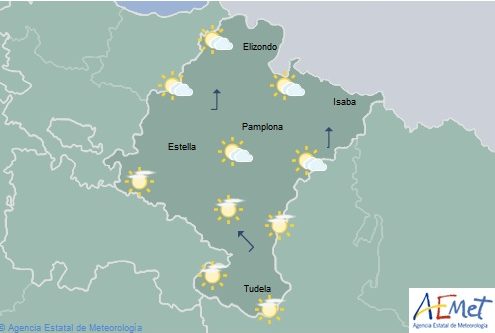 Intervalos de nubes medias y altas en Navarra con temperaturas máximas en aumento