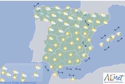 Hoy en España precipitaciones en zona pirenaica, cielo poco nuboso en el resto