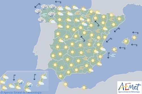 Hoy en España, temperaturas significativamente altas en el nordeste
