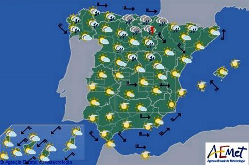 Hoy en España, descenso térmico en el norte y lluvias en el Cantábrico y en Navarra