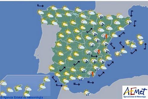 Hoy en españa, vientos fuertes en Estrecho y ascenso térmico en el área mediterránea