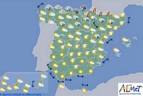 Hoy en España, lluvias en el Pirineo y temperaturas en descenso en el noreste