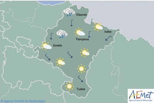 Lluvias débiles en el noroeste de Navarra con temperaturas máximas en aumento