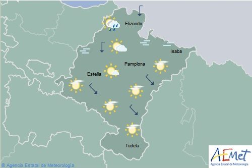 En Navarra temperaturas máximas en descenso, lluvias débiles en el noroeste