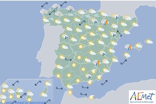 Hoy en España, chubascos y tormentas fuertes con granizo en la mitad norte y tercio este