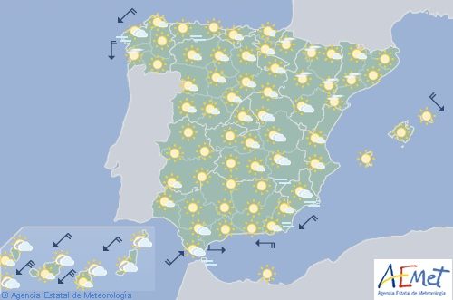Hoy en España, temperaturas altas en los valles del Tajo, Guadiana y  Guadalquivir