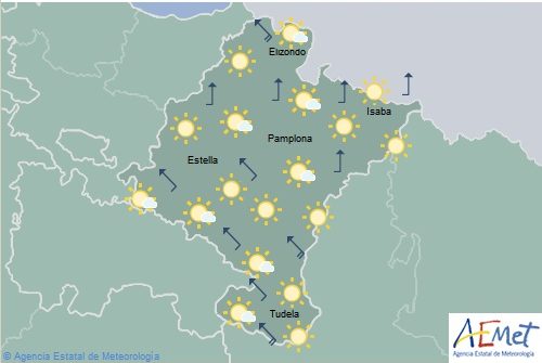 En Navarra nubosidad en aumento en el noroeste y temperaturas mínimas en descenso