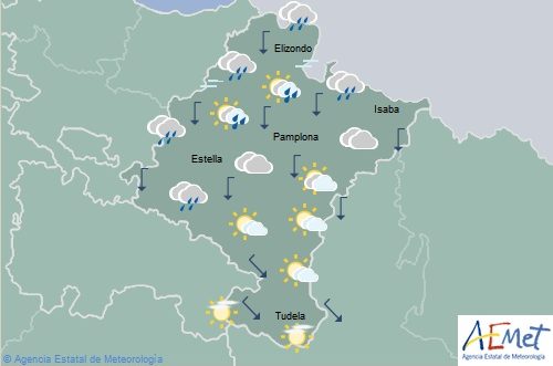 Lluvias de oeste a este de Navarra ocasionalmente con tormentas de granizo