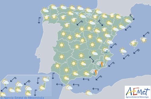 Hoy en España vientos fuertes en el sureste y temperaturas altas en Andalucía